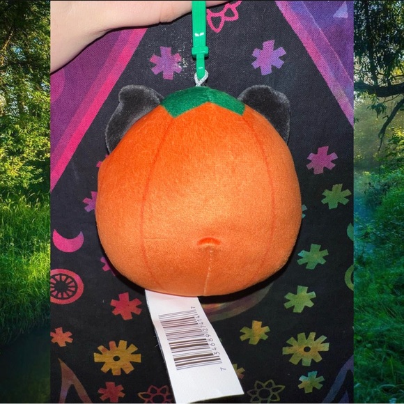 NWT 3” Calio the Black Cat Wearing Pumpkin Costume Squishmallow Clip — Halloween - Picture 3 of 3